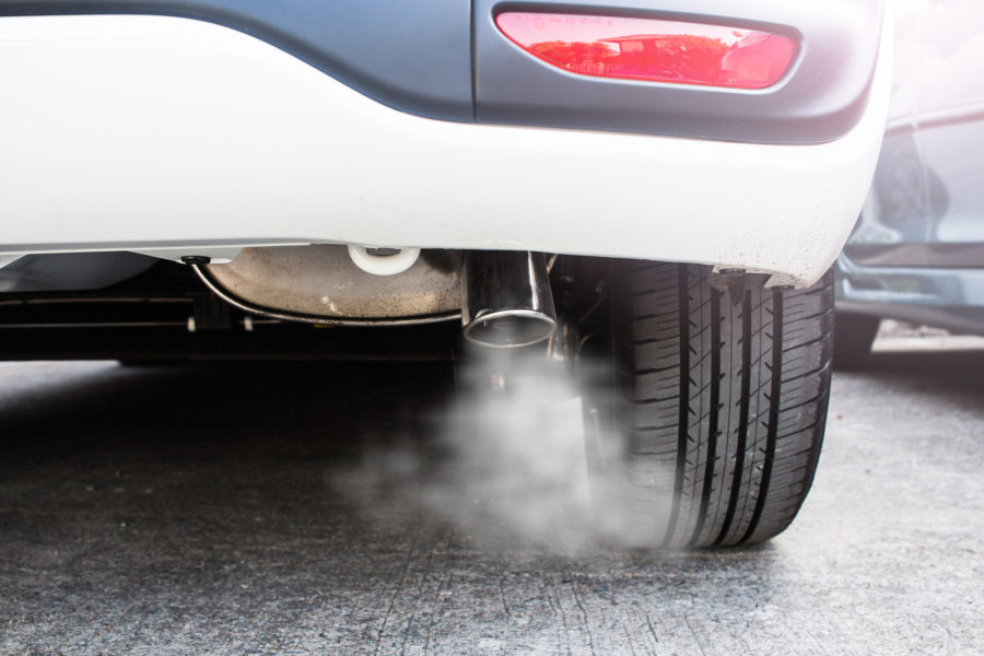 Pipe exhaust car smoke emission, concern about environment problem